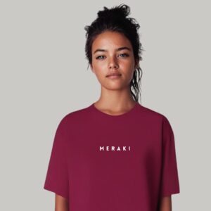 Tricou oversized burgundy "Meraki"